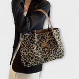 Tote de Lona con Estampado de Leopardo