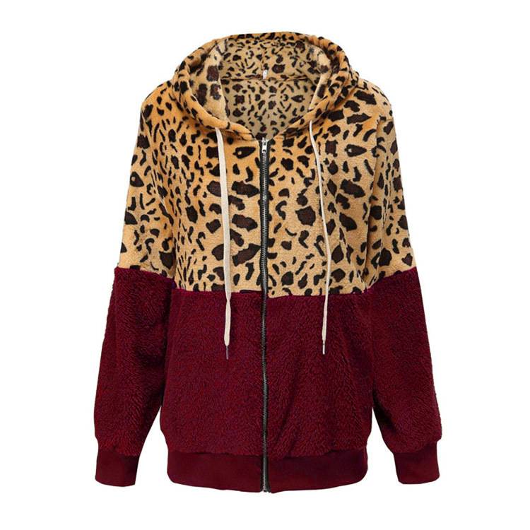 Lea - Sudadera con capucha de felpa con diseño de leopardo