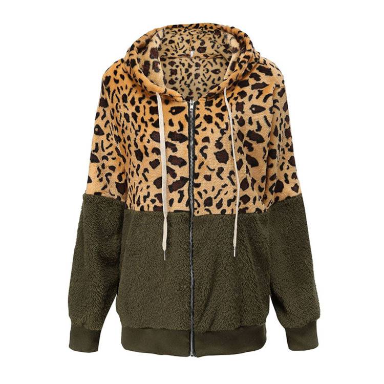 Lea - Sudadera con capucha de felpa con diseño de leopardo