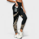 Pantalones de entrenamiento de talle alto con estampado de leopardo