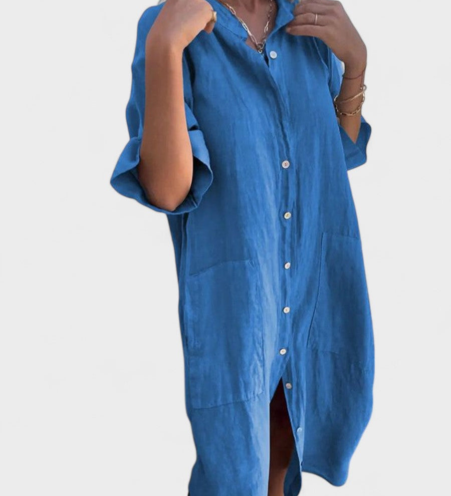 VESTIDO CAMISERO OVERSIZE MUJER