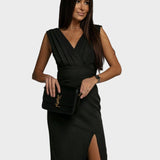 Brenda - Vestido elegante con escote en V y abertura