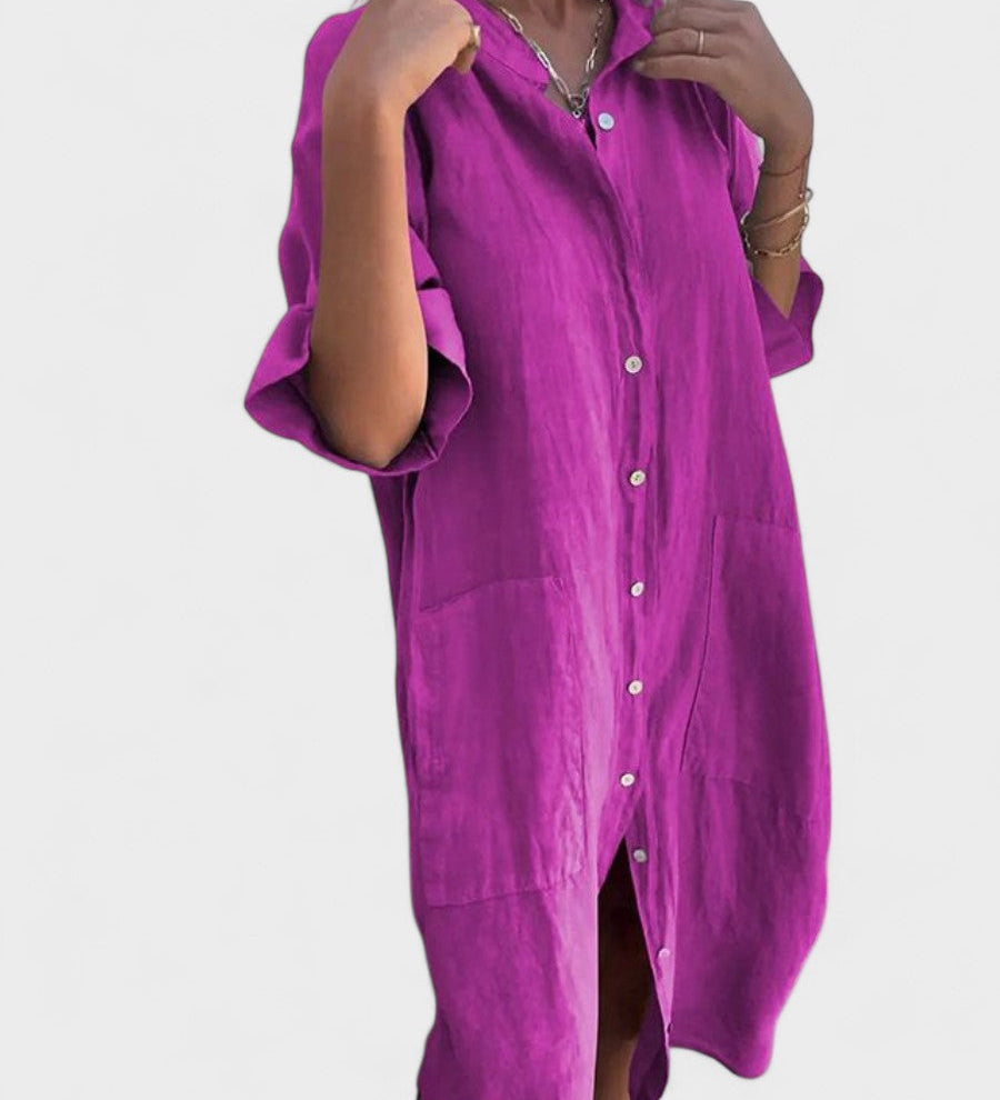 VESTIDO CAMISERO OVERSIZE MUJER