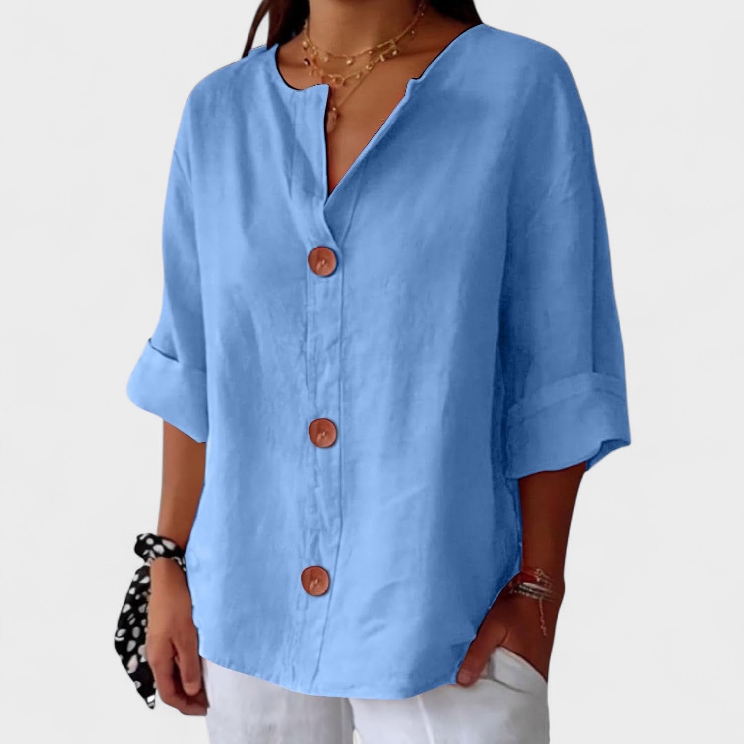 BLUSA CASUAL DE LINO MUJER