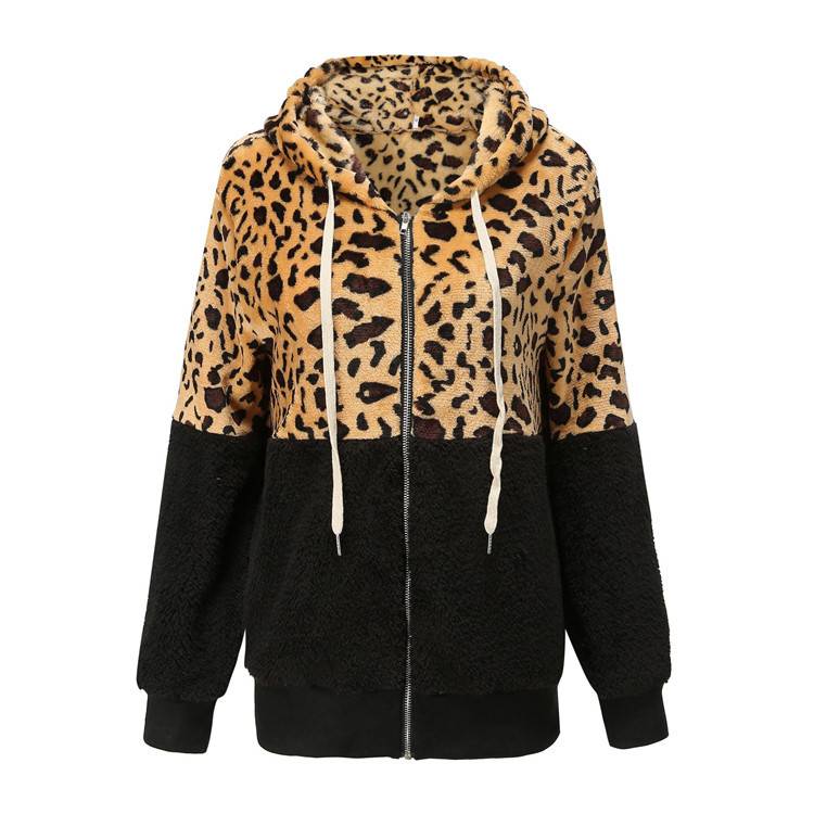Lea - Sudadera con capucha de felpa con diseño de leopardo