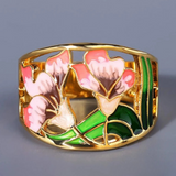 Anillo de Flor de Esmalte Retro