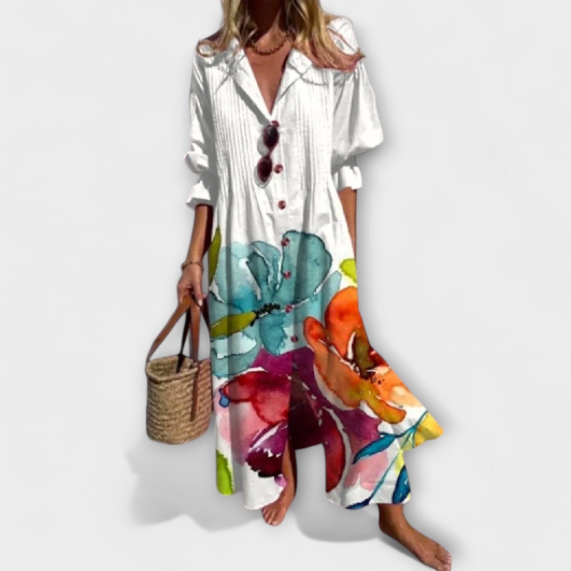 Lila - Vestido maxi favorecedor con cobertura de abdomen