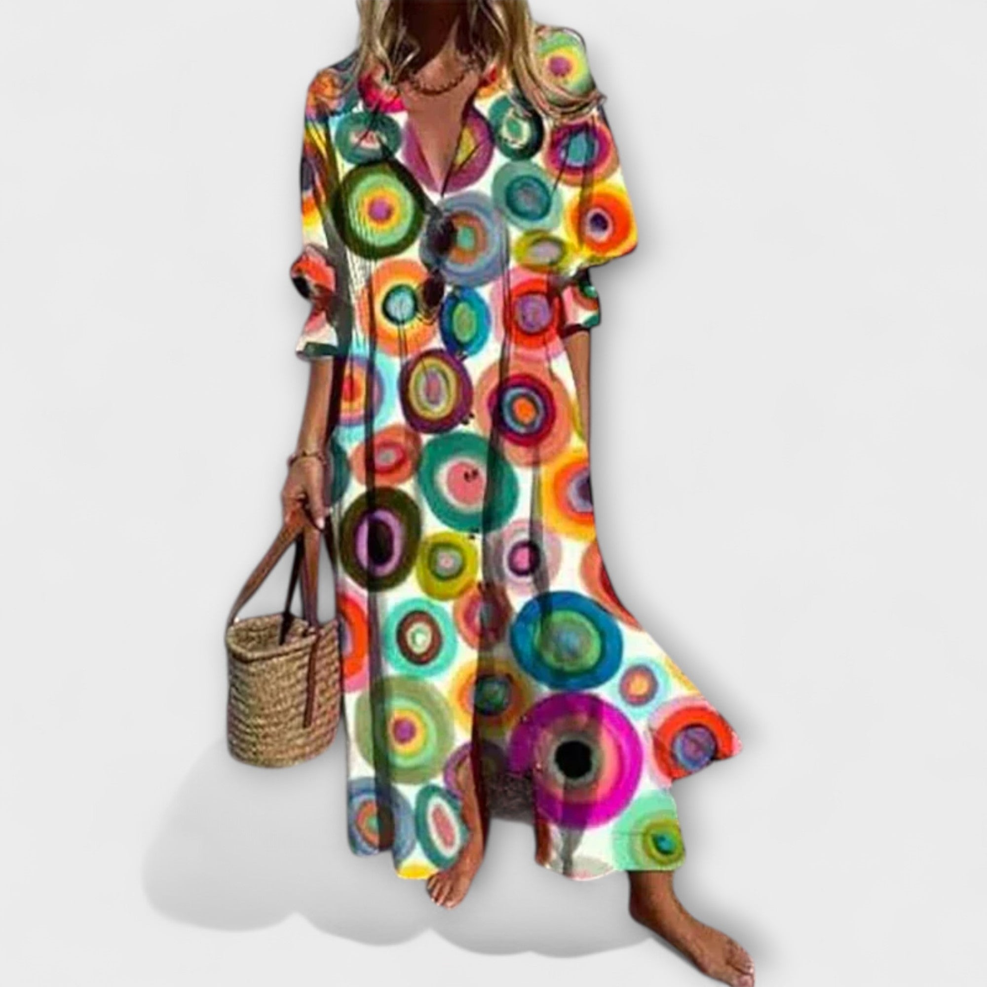 Lila - Vestido maxi favorecedor con cobertura de abdomen