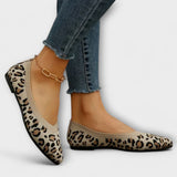 Leonita - Zapatos Planos de Encaje con Estampado de Leopardo