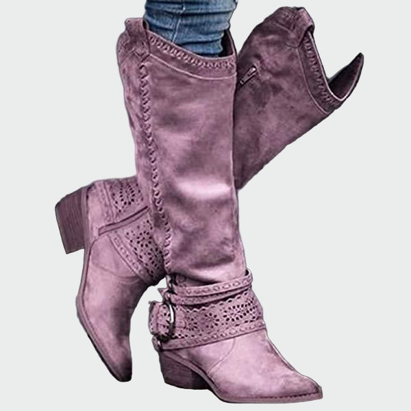 Jimena - Botas de Cuero Estilo Vaquero Retro